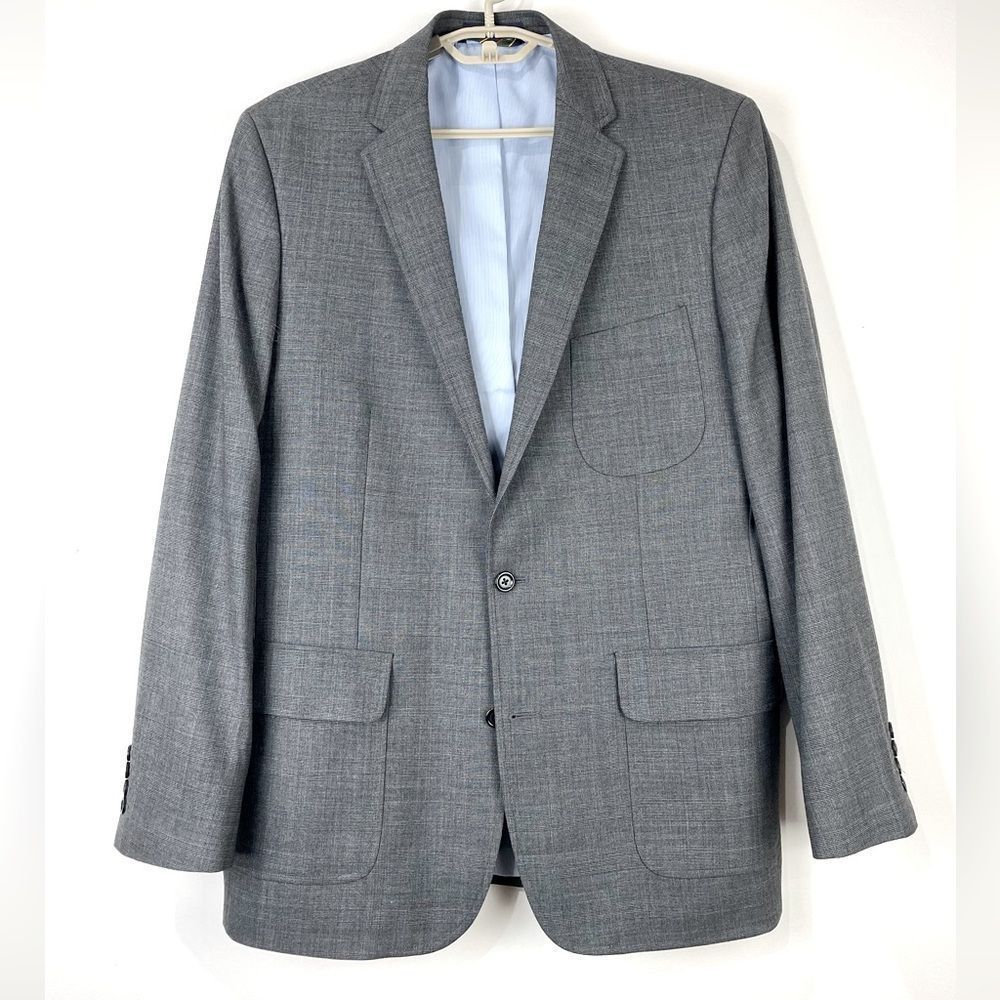 Lands’ End Windowpane 2-Button Blazer Suit Jacket Patch Pocket Men’s 42L 42 Long